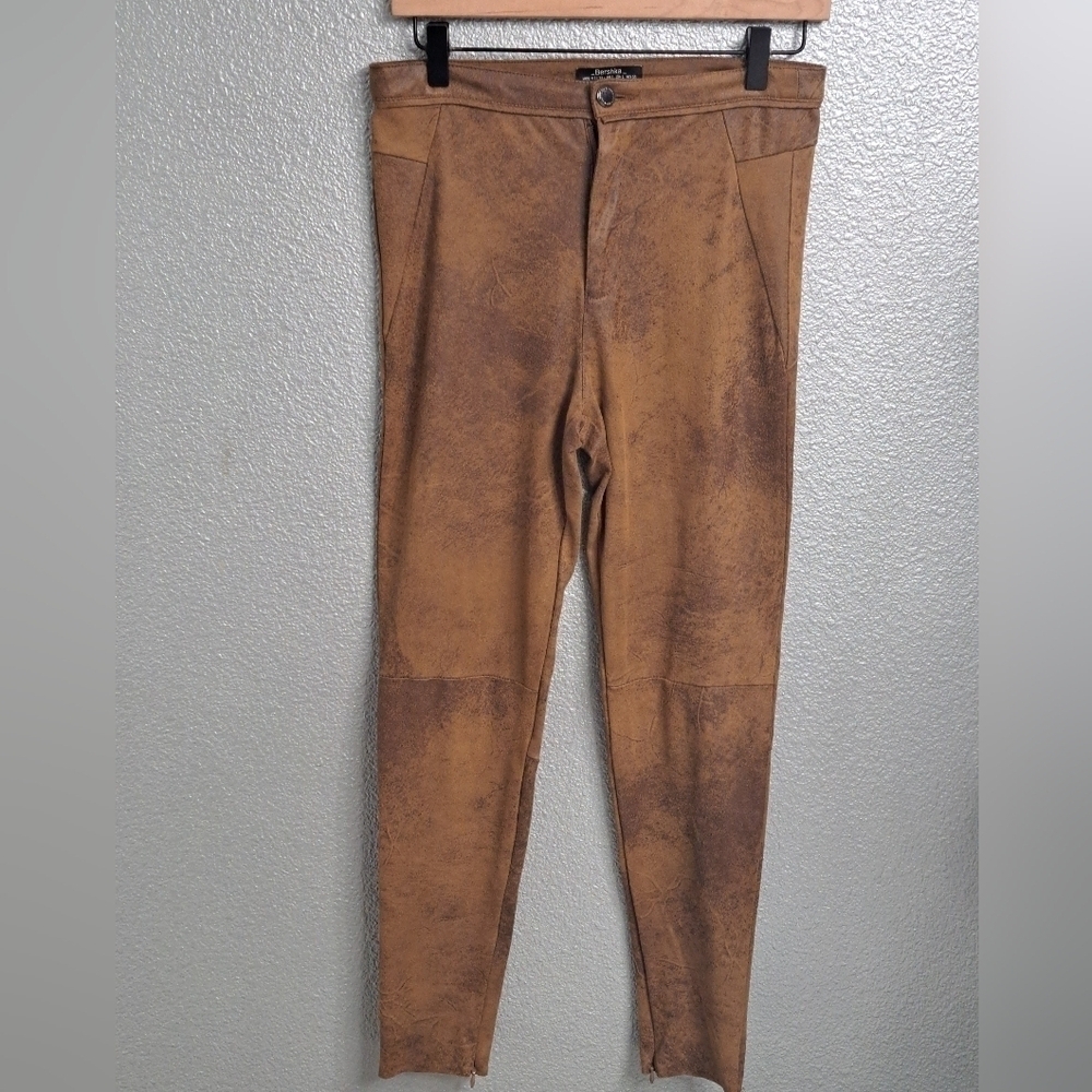 Bershka Juniors Faux Suede Pants With Zippered Ankles Size L